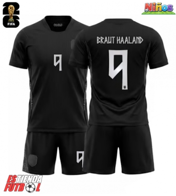 Noruega Erling Haaland #9 Segunda Equipación Niños Mundial 2026 Manga Corta (+ Pantalones cortos)